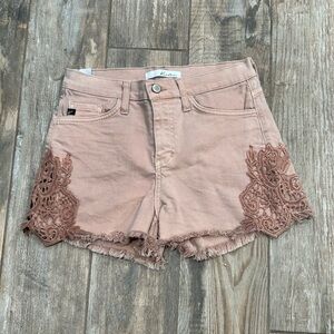 Kansan Blush Pink Laced Trimmed Frayed Cut Off Womens Size 27 Shorts